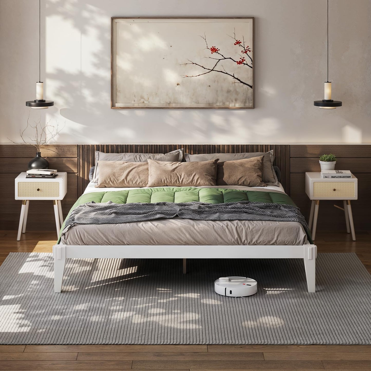 Bme Chalipa 14” Solid Wood Bed Frames - Wood Platform Bed Frame - Japanese Joinery Bed Frame - Wood Slat Support - Bed Without Box Spring - Easy Assembly - Minimalist & Modern Style, Walnut - Full
