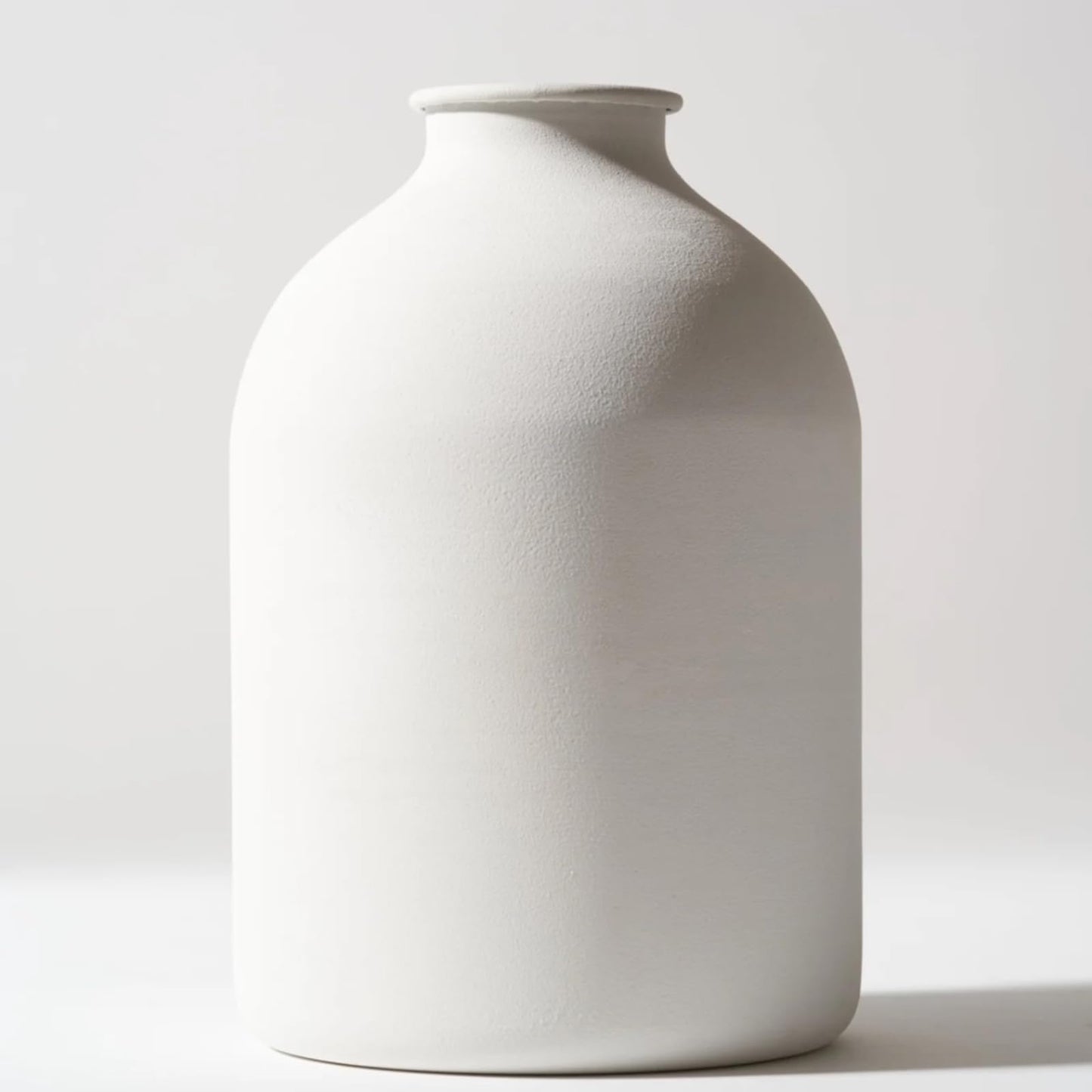 White Rustic Large Round Vase for Table Centerpieces 11 inches, Arina Vase, Earthy Stone Look, Textured, Modern Homes Farmhouse Centerpiece Decor