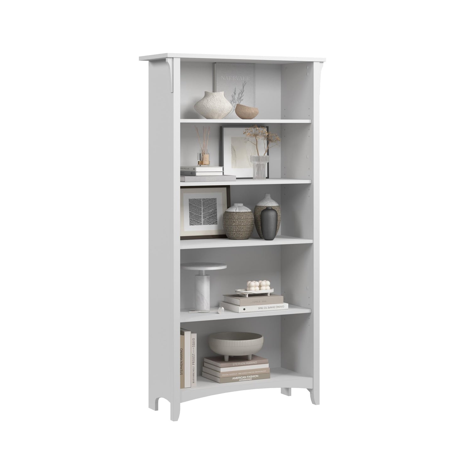 Bush Home Salinas 5 Shelf Bookcase in Vintage Black, Tall Bookshelf, Large Book Shelf for Living Room, Home Office, or Entryway