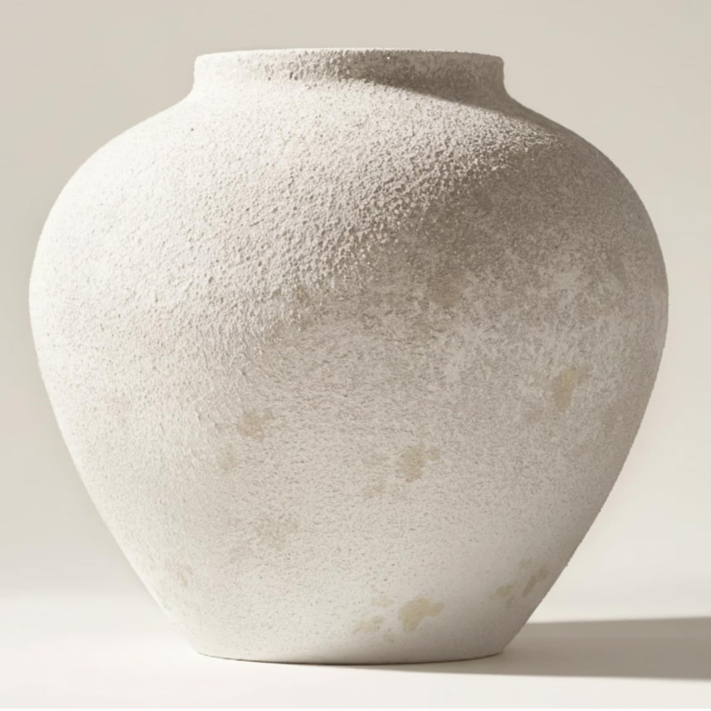 White Rustic Large Round Vase for Table Centerpieces 11 inches, Arina Vase, Earthy Stone Look, Textured, Modern Homes Farmhouse Centerpiece Decor