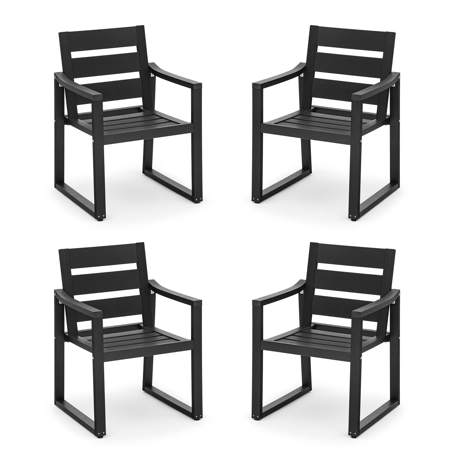 Cozyman Patio Table and Chairs Set, HDPS Outdoor Dining Set for 6, Patio Furniture for Deck, Poolside, and Backyard, Black