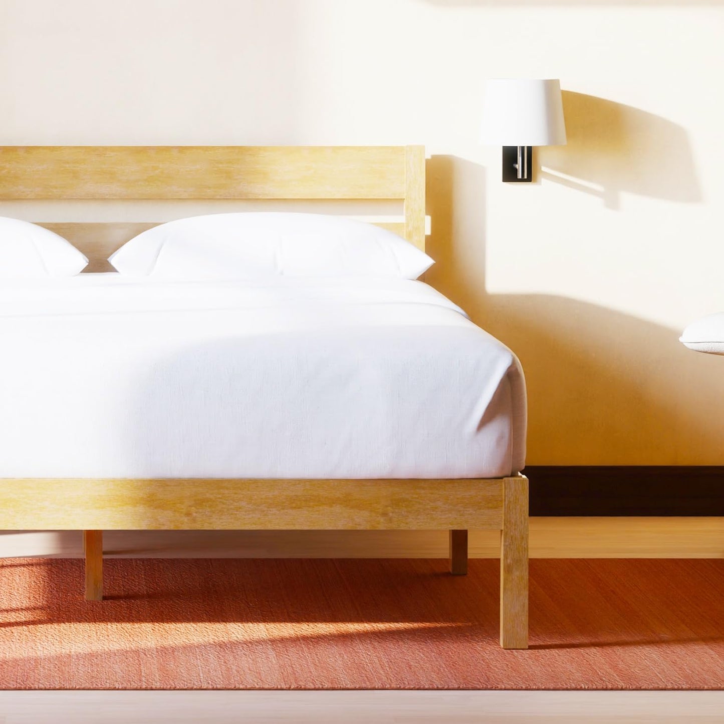 Queen Cherry Wood Platform Bed with Headboard & Under Bed Storage