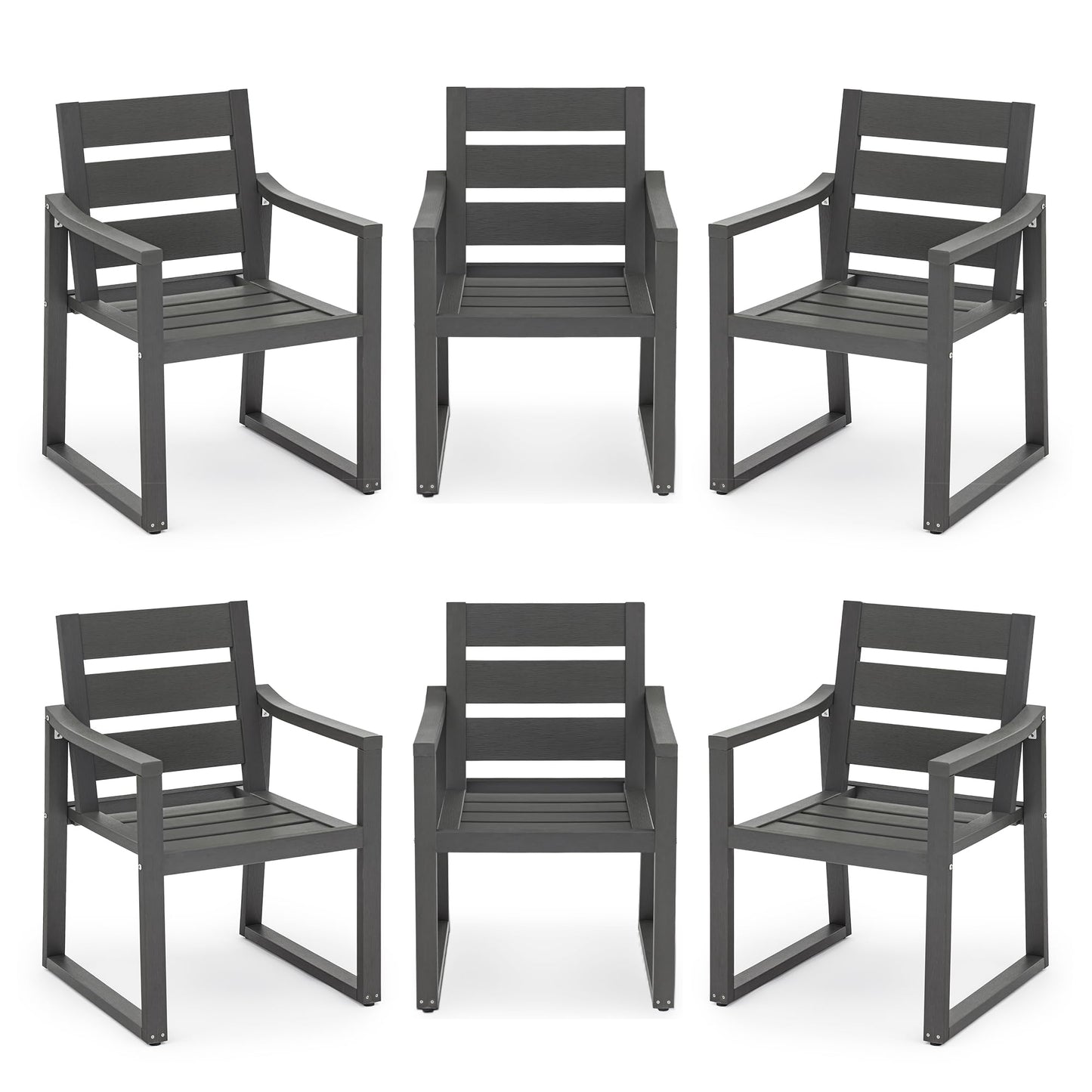 Cozyman Patio Table and Chairs Set, HDPS Outdoor Dining Set for 6, Patio Furniture for Deck, Poolside, and Backyard, Black