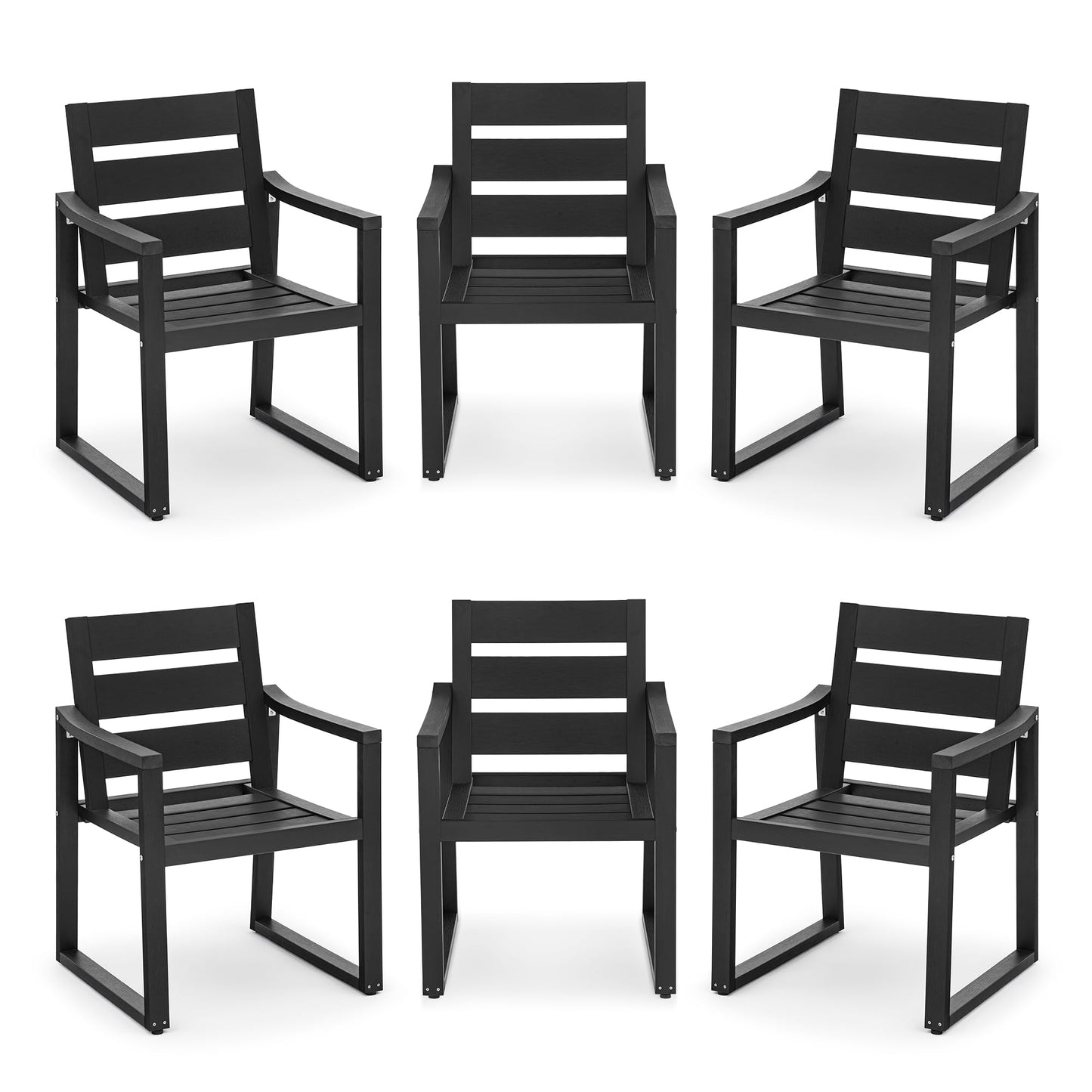 Cozyman Patio Table and Chairs Set, HDPS Outdoor Dining Set for 6, Patio Furniture for Deck, Poolside, and Backyard, Black