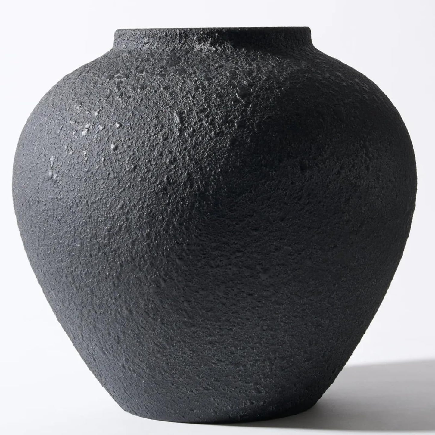 White Rustic Large Round Vase for Table Centerpieces 11 inches, Arina Vase, Earthy Stone Look, Textured, Modern Homes Farmhouse Centerpiece Decor
