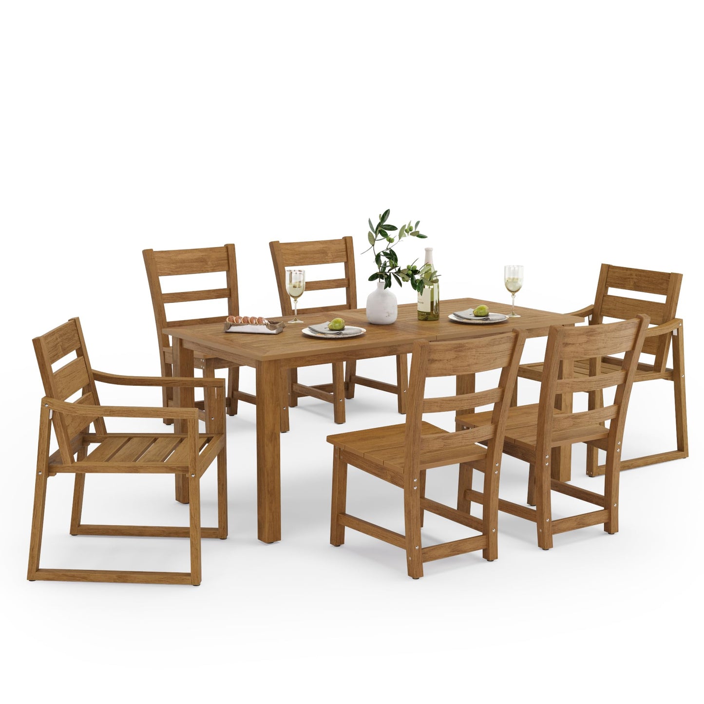 Cozyman Patio Table and Chairs Set, HDPS Outdoor Dining Set for 6, Patio Furniture for Deck, Poolside, and Backyard, Black