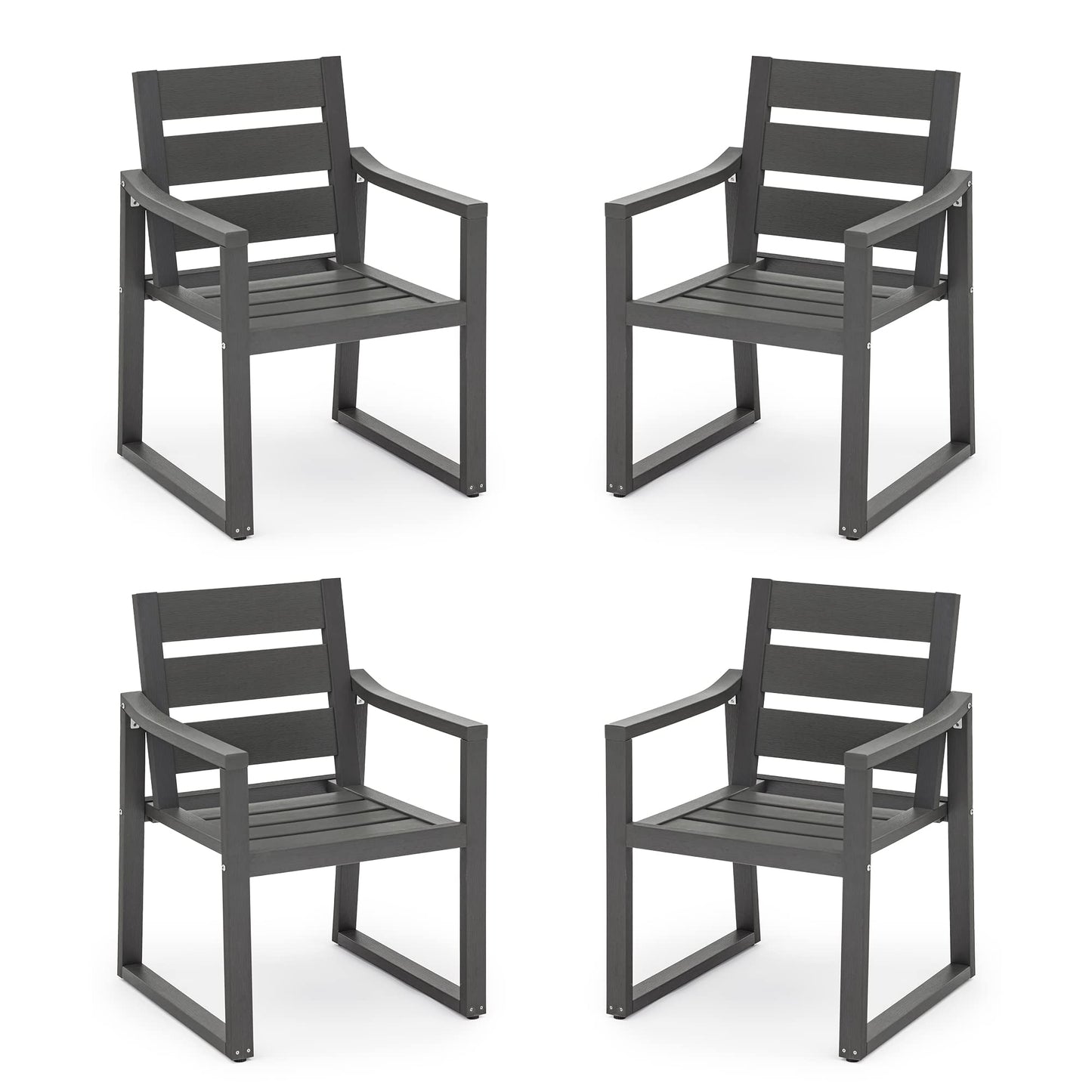 Cozyman Patio Table and Chairs Set, HDPS Outdoor Dining Set for 6, Patio Furniture for Deck, Poolside, and Backyard, Black