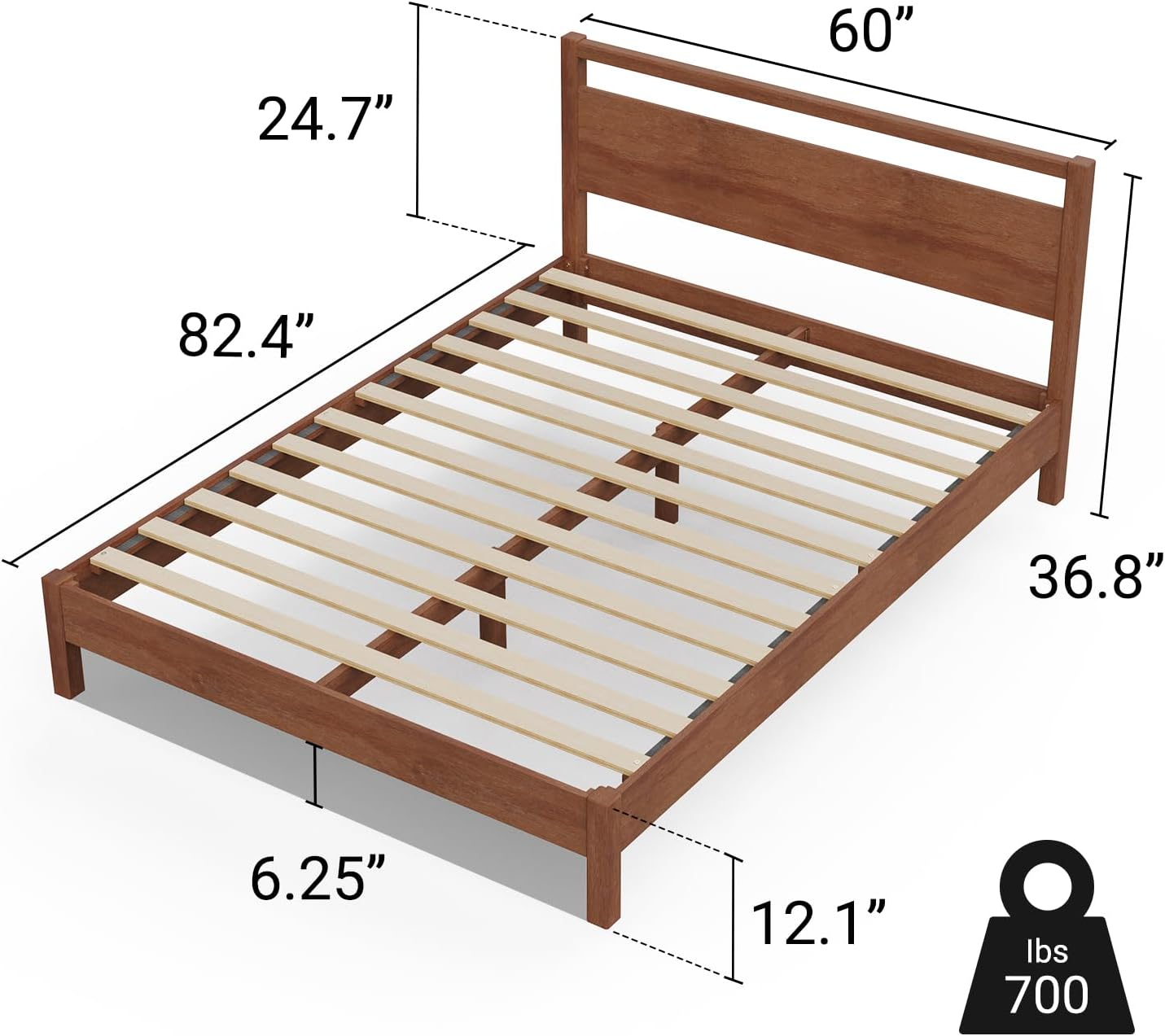 Queen Cherry Wood Platform Bed with Headboard & Under Bed Storage