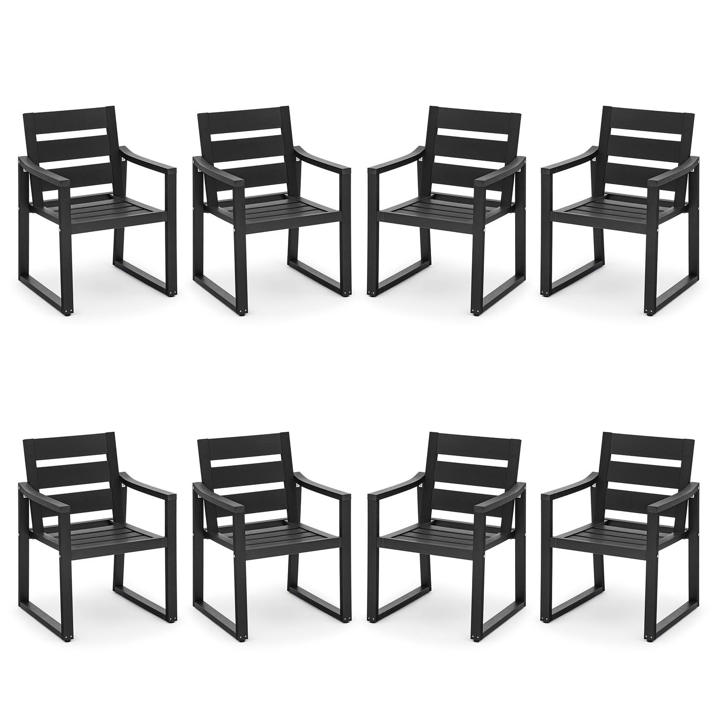 Cozyman Patio Table and Chairs Set, HDPS Outdoor Dining Set for 6, Patio Furniture for Deck, Poolside, and Backyard, Black