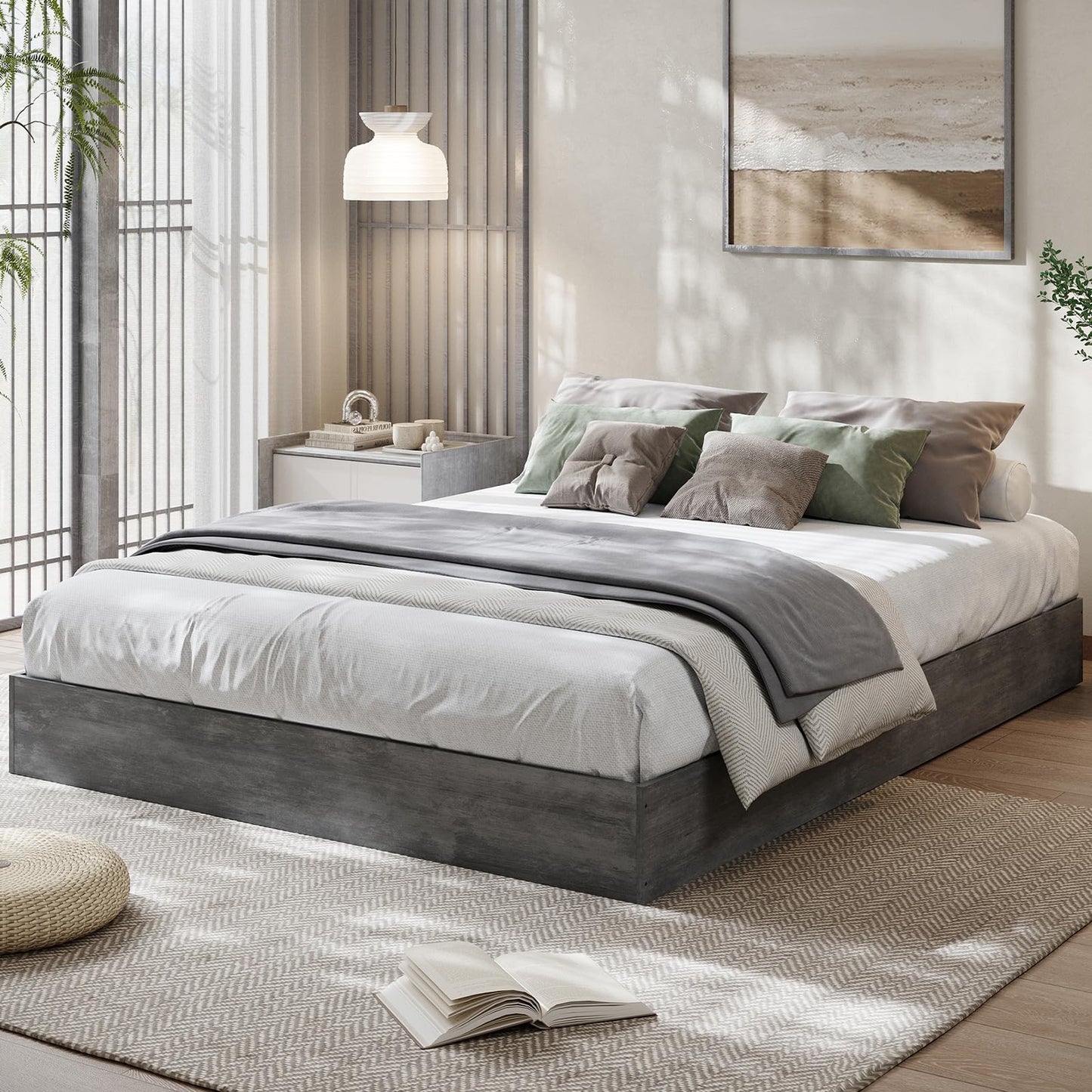 GarveeHome Queen Size Wood Platform Bed Frame,Wooden Bed Frame Without Headboard, Wood Slat Support,No Box Spring Needed, Easy Assembly