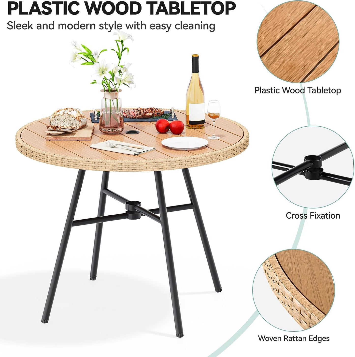YITAHOME Outdoor Patio Dining Set 5-Piece Patio Dining Furniture Sets for 4 Outdoor Table and Chairs with Cushions Outdoor Dining Table Set for Backyard Deck (Light Brown + Black)
