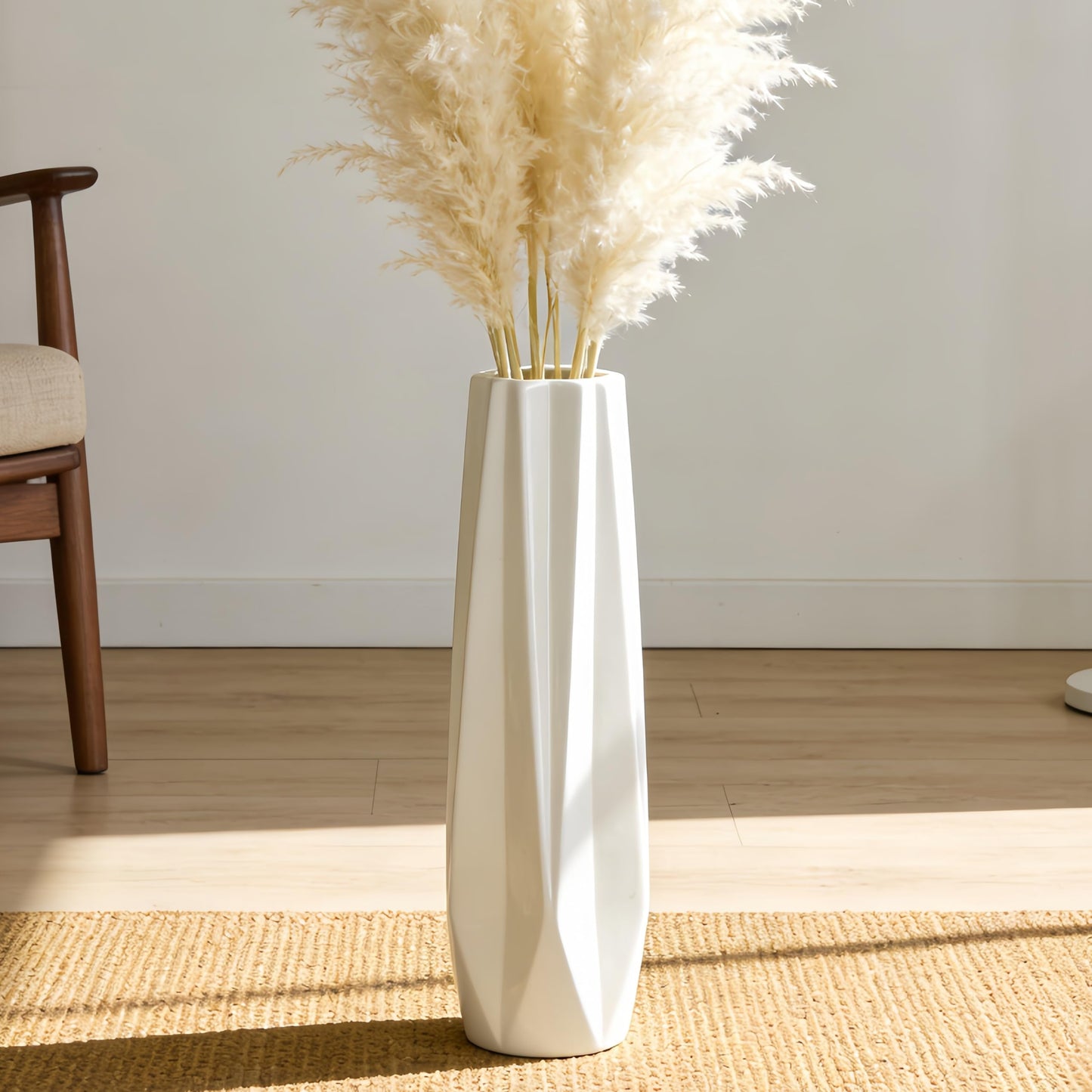 Ceramic Large Floor Vase, GDSZJLJ White 24" Tall Flower Vase Decorative Vases for Living Room Modern Home Decor Office Bedroom Kitchen Wedding House Décor, Gift for Wedding Housewarming