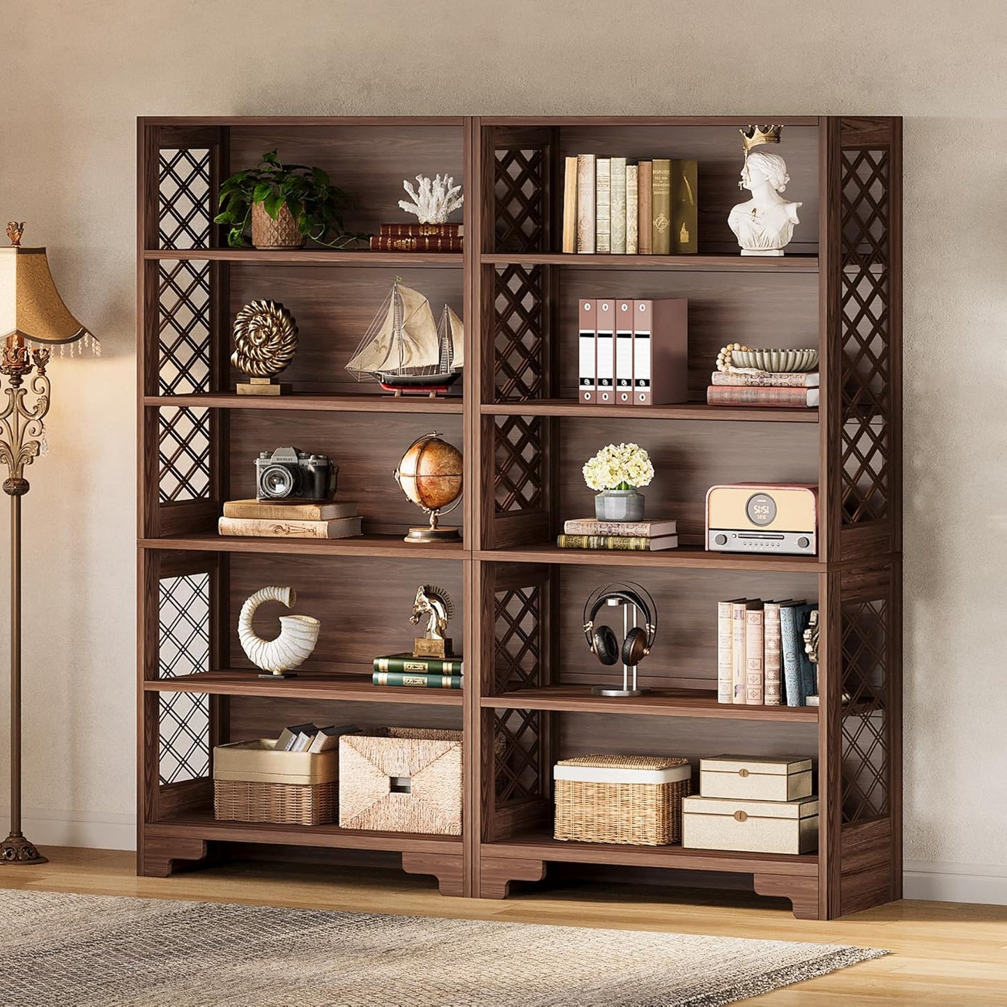 Tribesigns 71" Tall Bookshelf, 6-Tier Large Mid-Century Bookcase, Freestanding Library Open Bookshelves with 5 Storage Shelves, Wooden Display Shelving Unit for Living Room, Home Office(1PC)