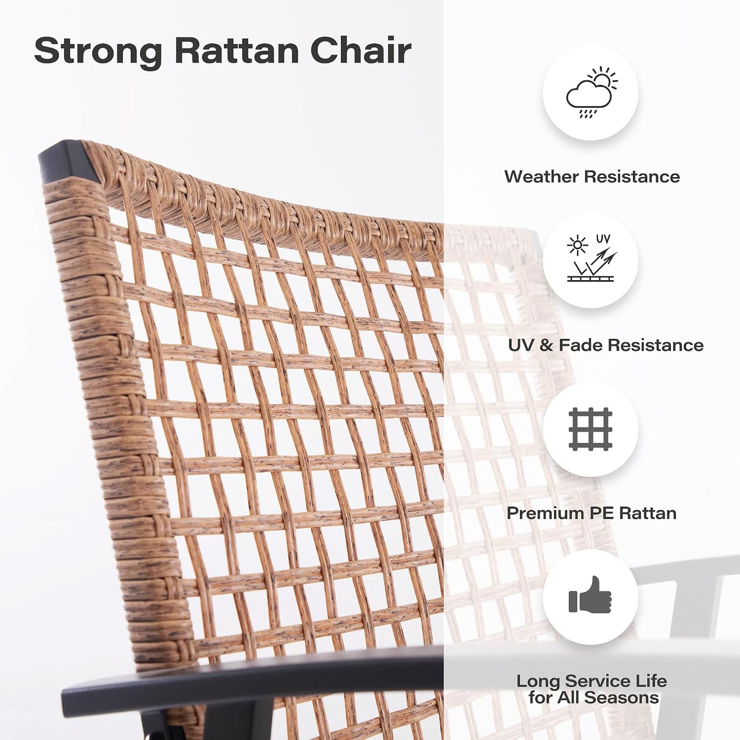LAUSAINT HOME 7 Pieces Patio Dining Set, Outdoor Furniture Set of 6 Chairs with Soft Cushion and Iron Slats Table Top with Umbrella Hole, Conversation Set for Backyard, Garden and Poolside