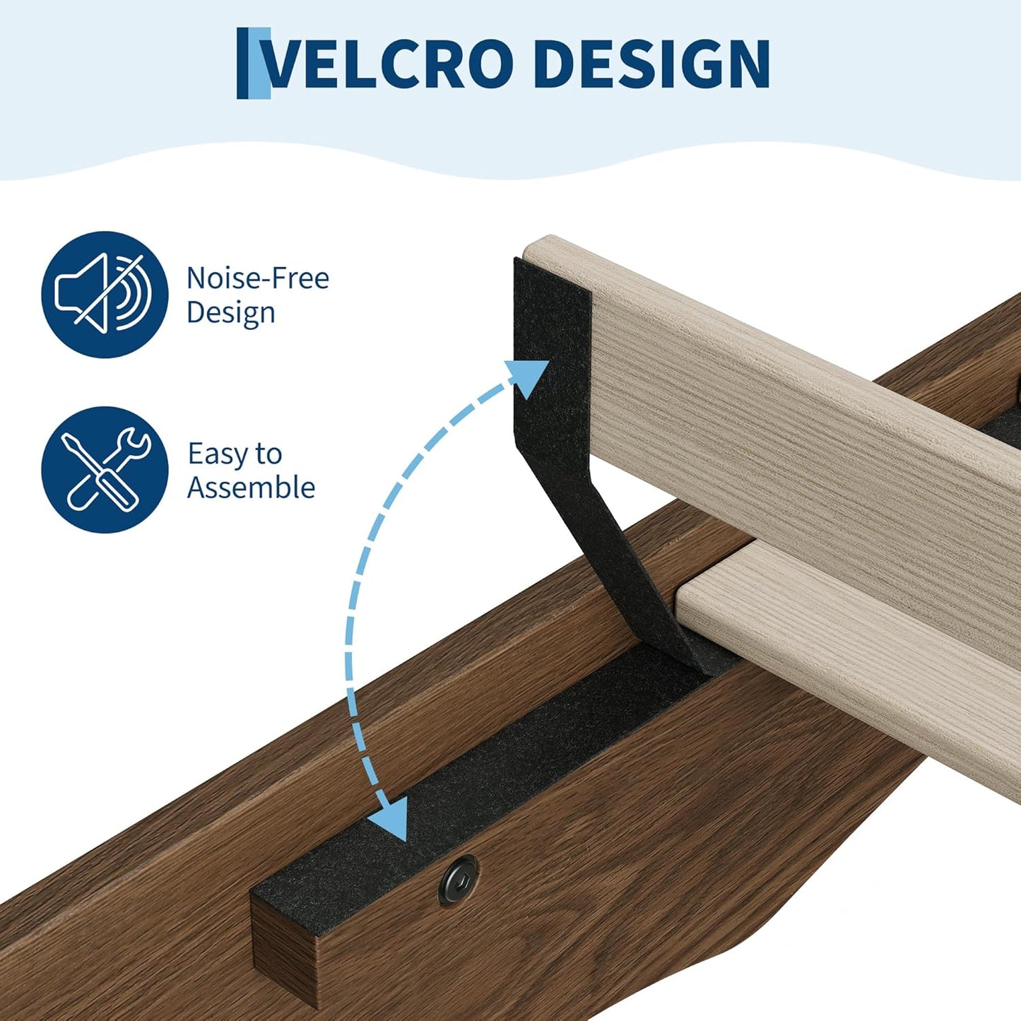 IDEALHOUSE Queen Bed Frame, Wood Platform Bed with Wave Design, Low Bed Frame Without Headboard, Minimalist Bed Base with Noise-Free, Easy Assembly, No Box Spring Needed