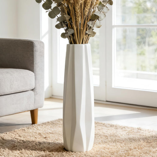 Ceramic Large Floor Vase, GDSZJLJ White 24" Tall Flower Vase Decorative Vases for Living Room Modern Home Decor Office Bedroom Kitchen Wedding House Décor, Gift for Wedding Housewarming