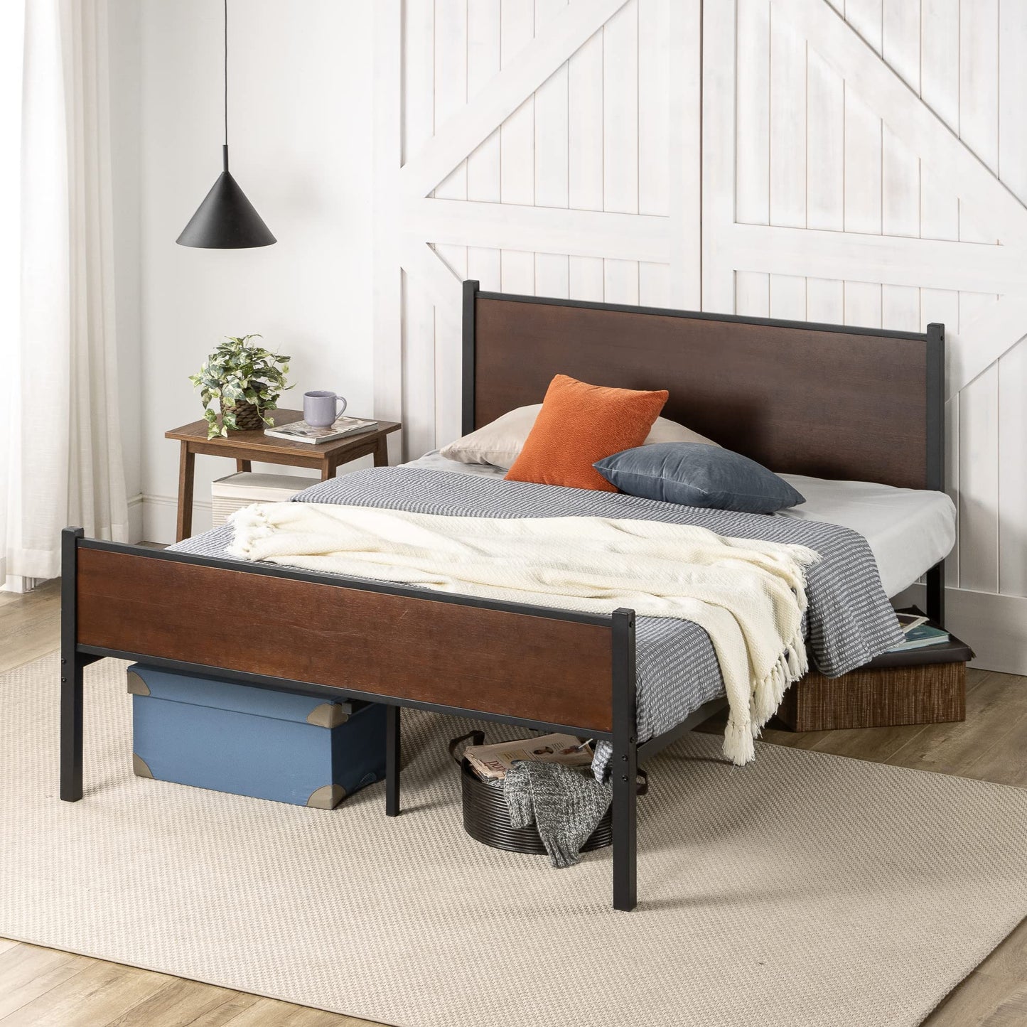 Zinus Leah Bamboo Platform Bed Frame with Headboard, No Box Spring Needed, Wood Slat Support, Easy Assembly, Queen