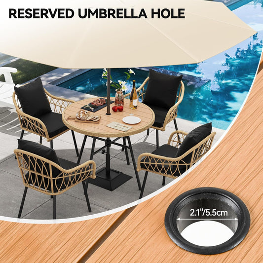 YITAHOME Outdoor Patio Dining Set 5-Piece Patio Dining Furniture Sets for 4 Outdoor Table and Chairs with Cushions Outdoor Dining Table Set for Backyard Deck (Light Brown + Black)