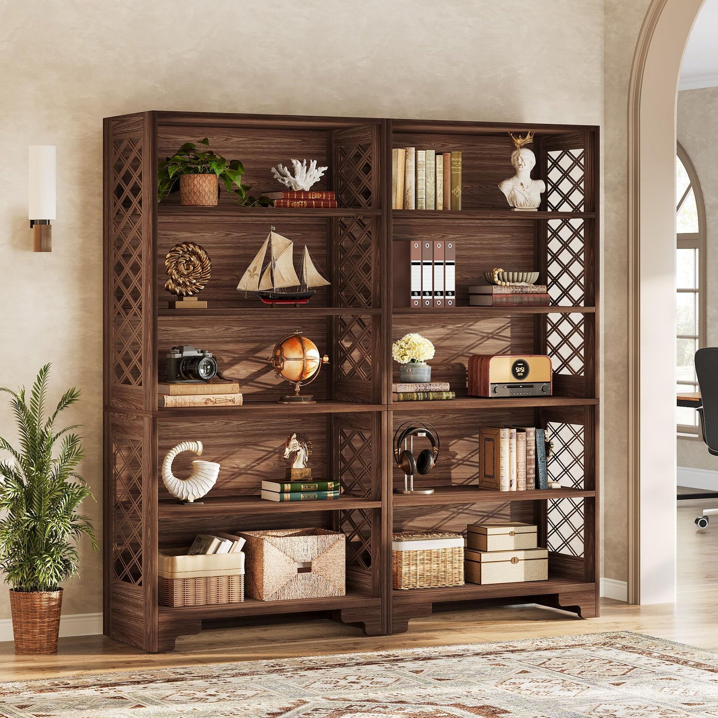 Tribesigns 71" Tall Bookshelf, 6-Tier Large Mid-Century Bookcase, Freestanding Library Open Bookshelves with 5 Storage Shelves, Wooden Display Shelving Unit for Living Room, Home Office(1PC)