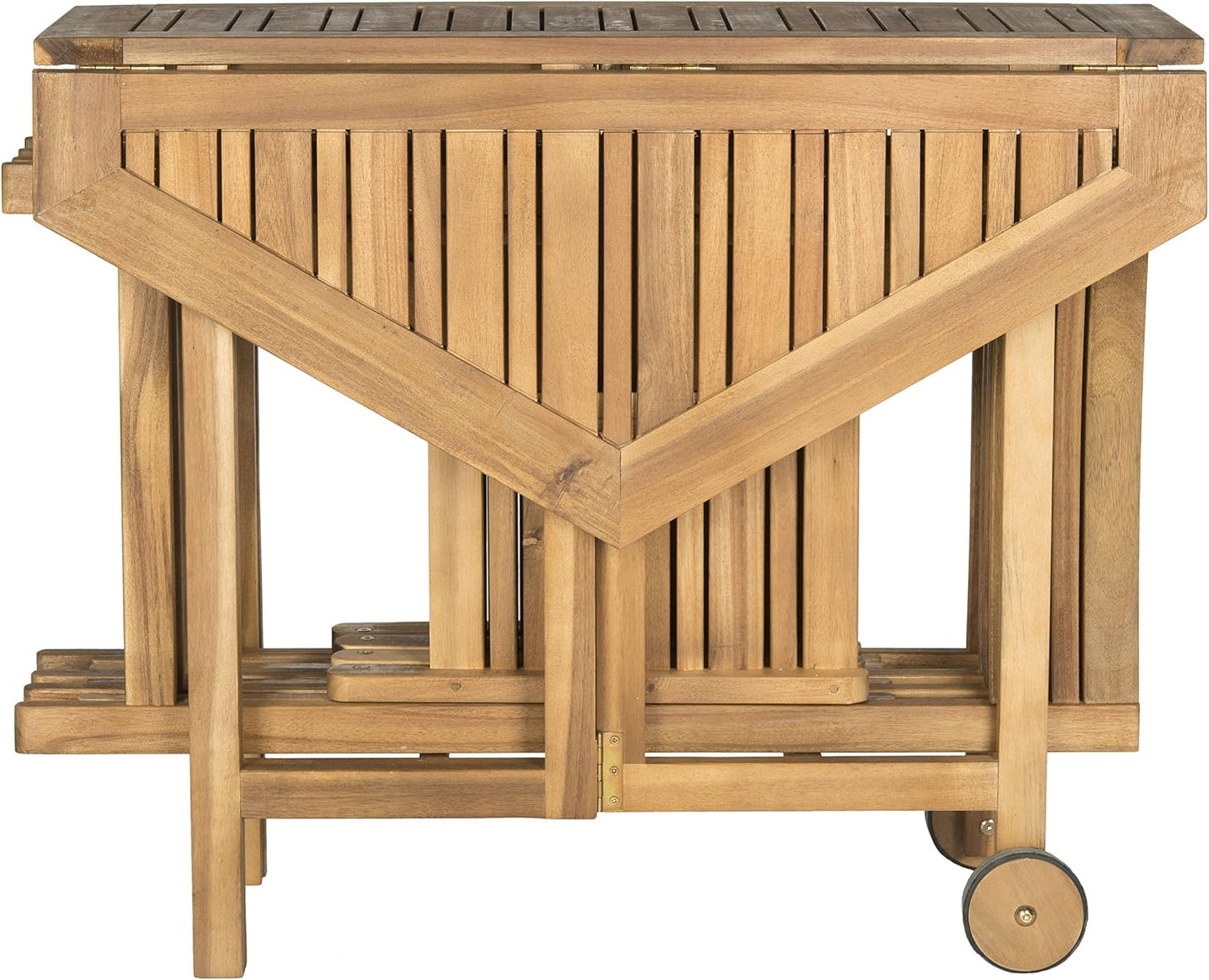 SAFAVIEH Outdoor Patio Furniture Collection Kerman White Washed Acacia Wood 5-Piece Foldable Patio Dining Set with Folding Table and 4 Director Chairs (PAT7000A)
