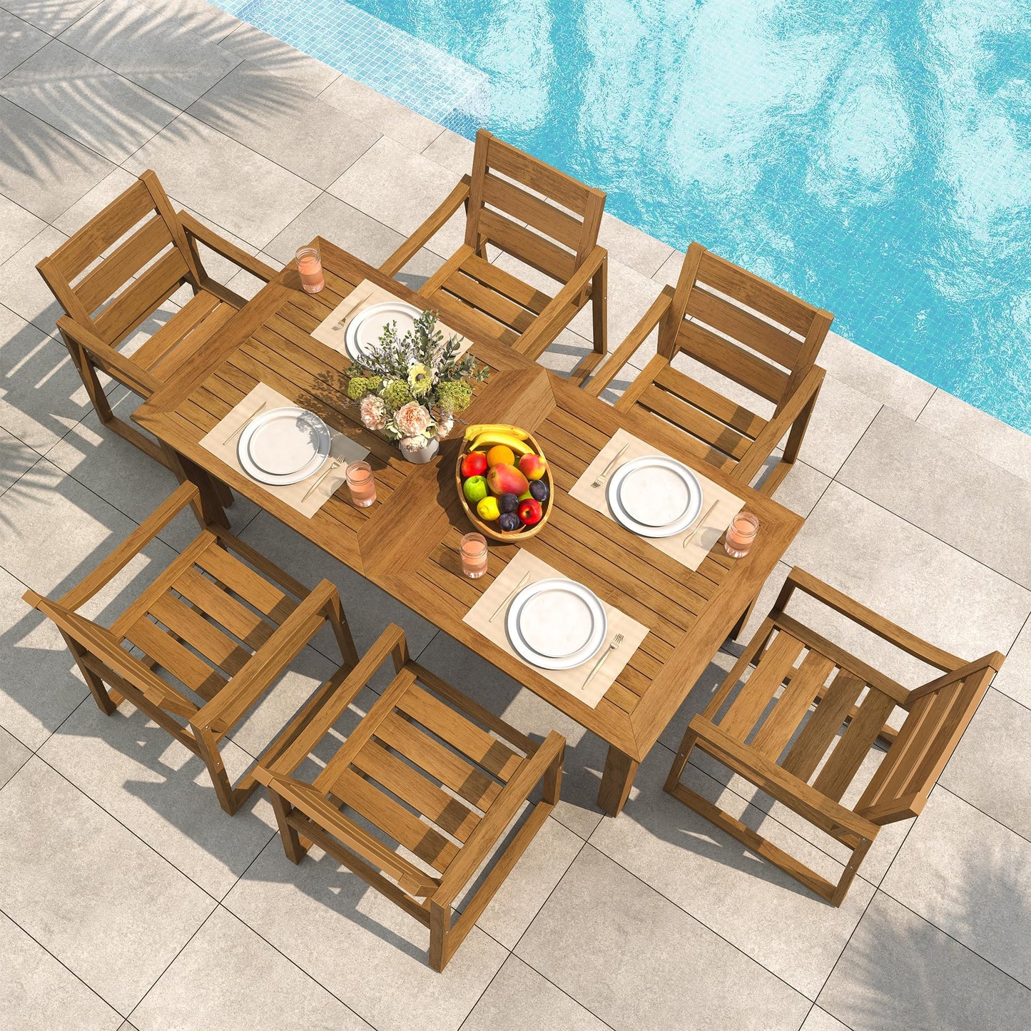 Cozyman Patio Table and Chairs Set, HDPS Outdoor Dining Set for 6, Patio Furniture for Deck, Poolside, and Backyard, Black